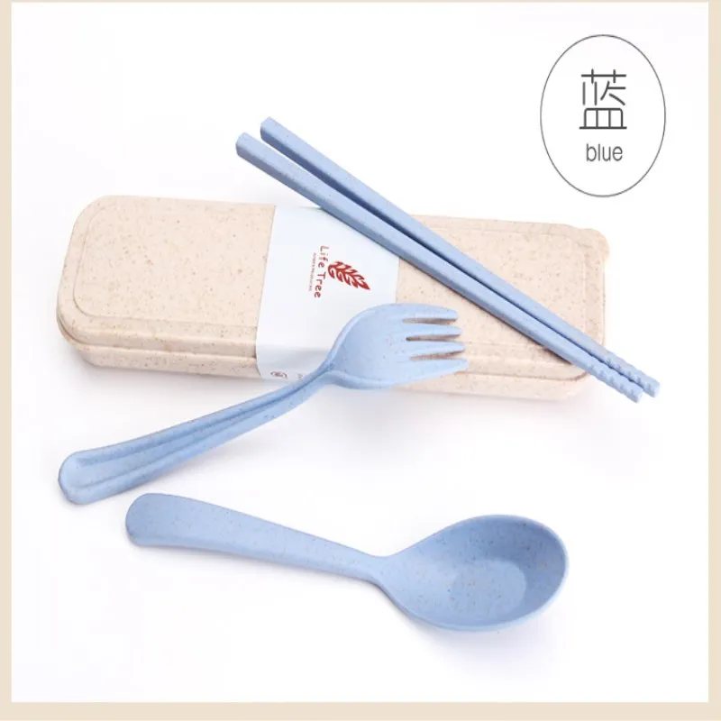 3pcs Children Baby Tableware Set Wheat Straw Children Travel Portable Tableware Spoon+Fork+ Chopstick+Box For Kids Picnic Gift 3pcs Children Baby Tableware Set Wheat Straw Children Travel Portable Tableware Spoon+Fork+ Chopstick+Box For Kids Picnic Gift