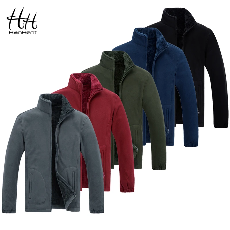 HanHent Stand Collar Thick Fashion Sweatshirt Jackets Men's Winter 2018 Fleece Cardigan Hoodies Warm Mens Clothing Casual Street