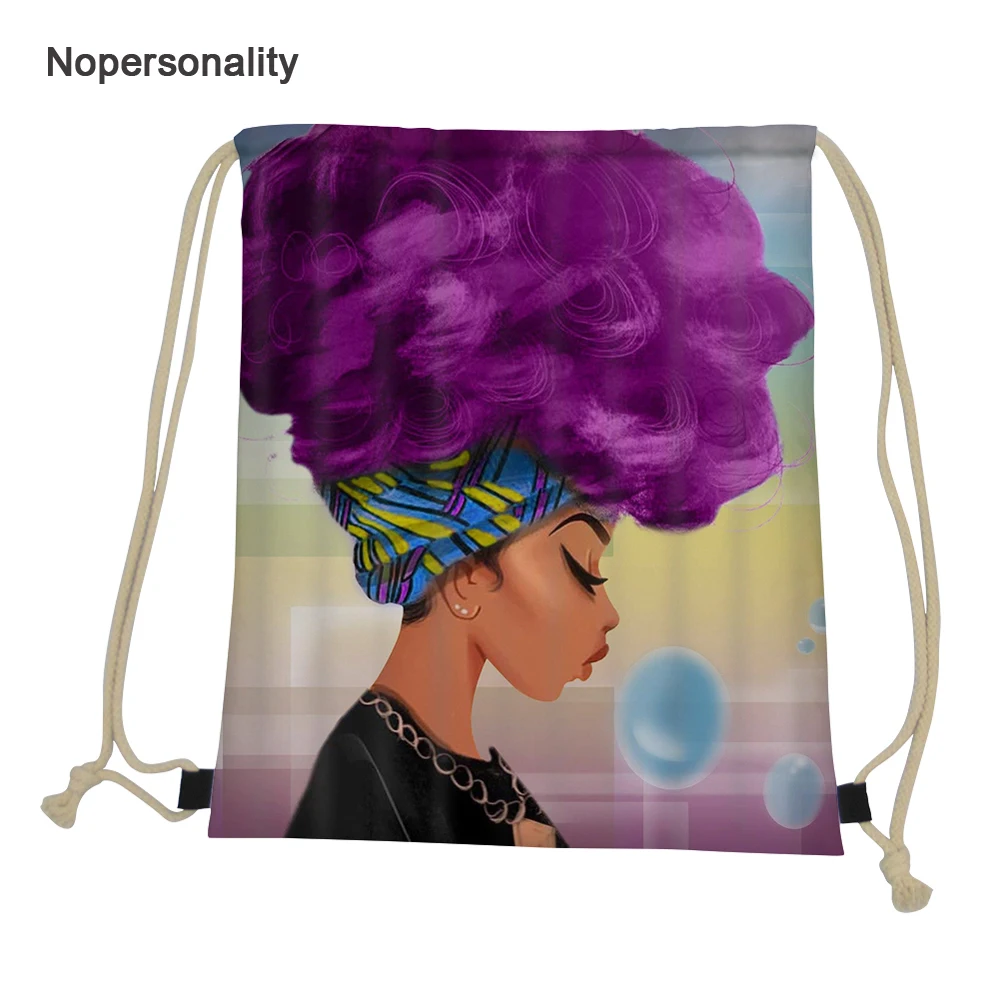 Nopersonality черная сумка для девочек в африканском стиле, сумка на шнурке, портативная женская сумка для путешествий, мягкая сумка для хранения
