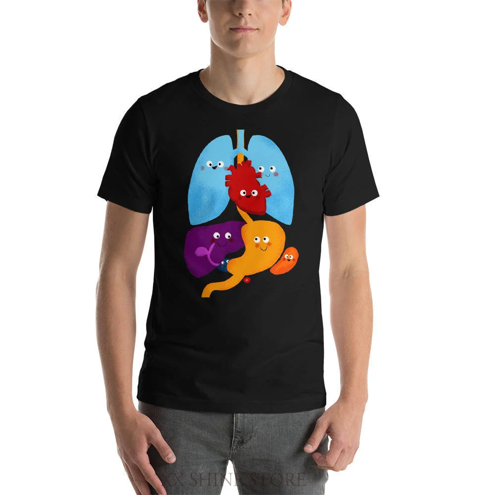 

Human Anatomy T-shirt For Women Cute Body Organs Tee Men Funny T-Shirt With Body Parts Illustrated Anatomy Art Graphic TShirt