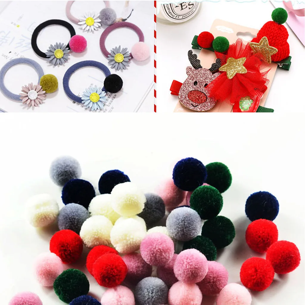 50pcs Mixed Color DIY Wool Felt Balls Pom Pom Beads Crafts Decoration 15mm
