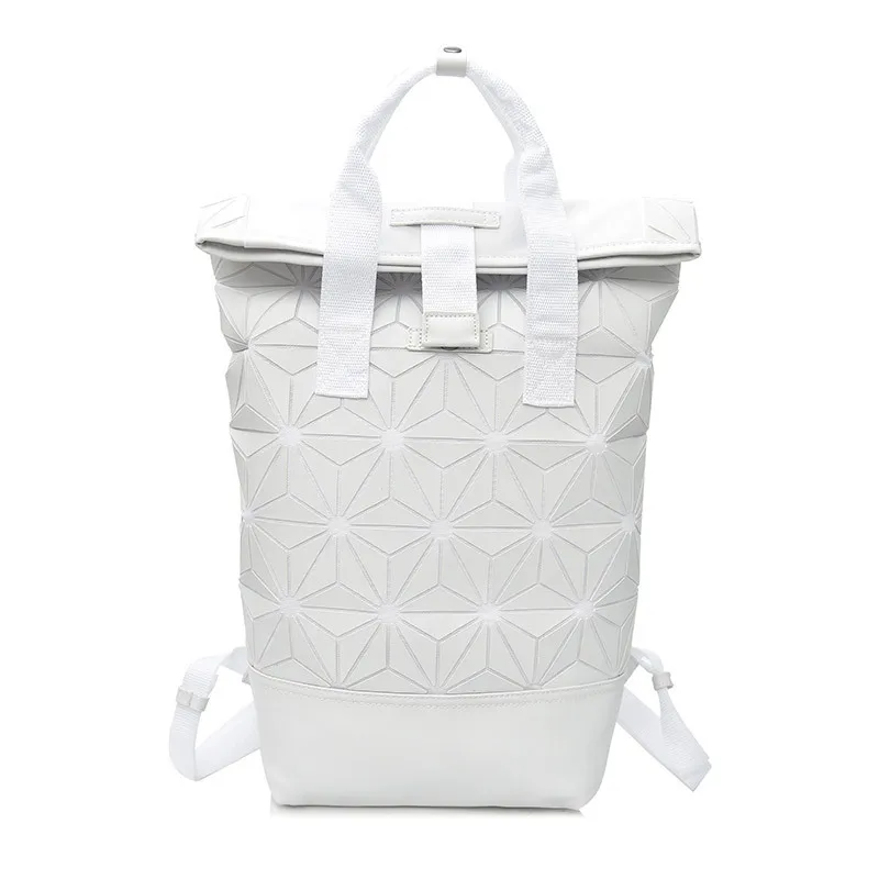 Бренд SUDS, женские рюкзаки из искусственной кожи, геометрические, складные, Bolsa Feminina, женский, с ромбовидной решеткой, рюкзак для ноутбука, Escolar Mochila - Цвет: Белый