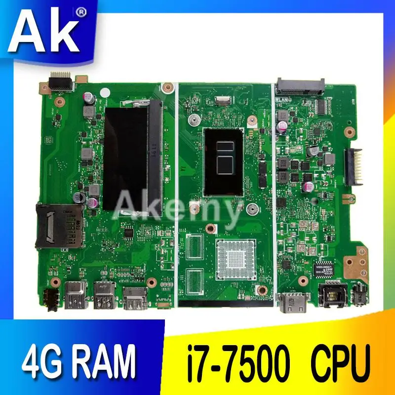 AK X441UA материнская плата с 4G RAM i7-7500 для For Asus X441UV X441U F441U A441U X441UR ноутбука тест 100% ОК |
