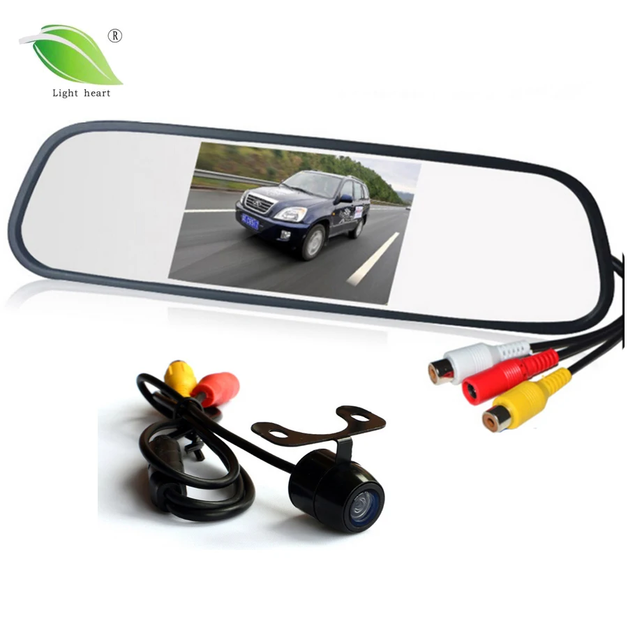 Goedkoop Parkeerhulp Systeem 2 in 1 4.3 TFT LCD Digitale Spiegel Auto Parkeer Monitor 170 Graden Mini Auto achteruitrijcamera Camera