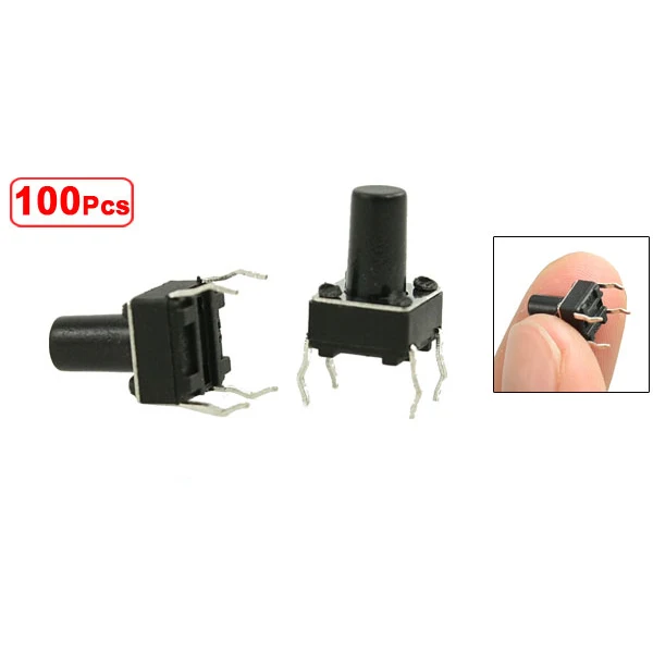 

100 Pcs 6 x 6mm x 9.5mm PCB Momentary Tactile Tact Push Button Switch 4 Pin DIP