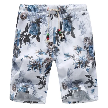 

2019 Summer Men Flower Shorts Asian Size S - 6XL Shorts Men Cotton and linen fabric men short