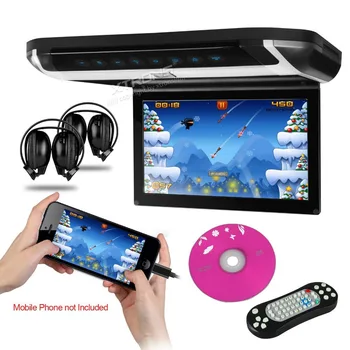 

New Arrival XTRONS Black 10" HD Digital TFT Monitor Car Roof DVD Player with two free IR Headphones