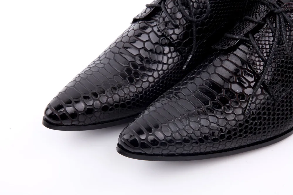 Batzuzhi/Мужские модельные туфли-оксфорды с острым носком из змеиной кожи, черные кожаные мужские вечерние свадебные туфли, zapatos hombre