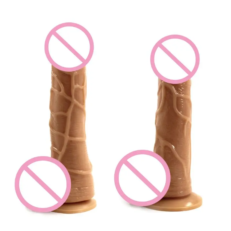 Big Realistic font b Dildo b font Flexible Penis with Textured Shaft and Strong Suction Cup