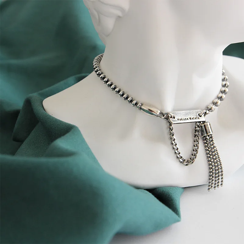 Форзац винтажный Старый бисер Цепочка кисточкой браслеты для женщин ретро 925 пробы серебро INS стиль ювелирные изделия