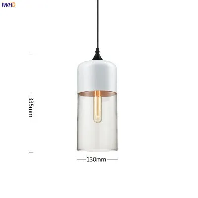 IWHD стеклянный Скандинавский современный подвесной светильник для столовой, бара, кафе, лофт, винтажный светильник, подвесной светильник, промышленный светильник, светодиодный светильник - Цвет корпуса: 1