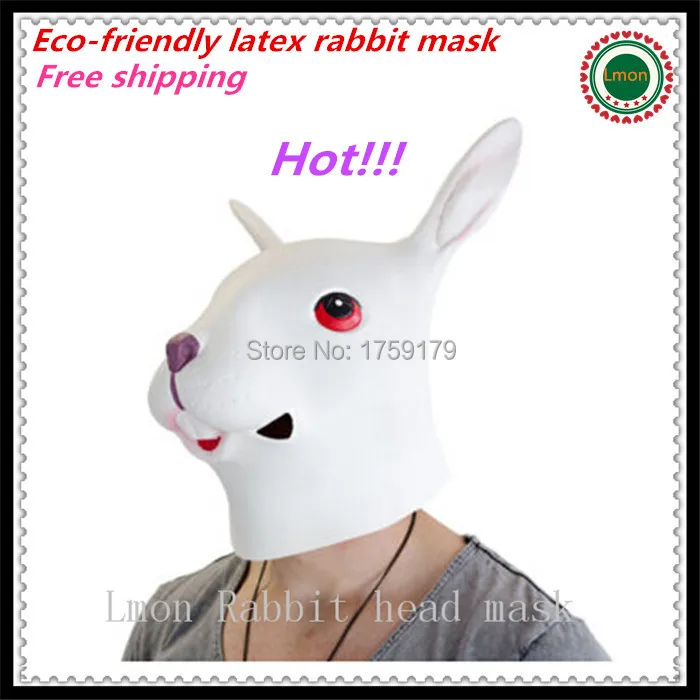 Free Shipping Best selling White Rabbit Head Mask Creepy Halloween