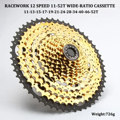 RACEWORK 11-42 11-46; 11-50 т 11-52T 10/11/12 Скорость горы mtb велосипед Кассетный Маховик - Цвет: 12s 11-52T gold