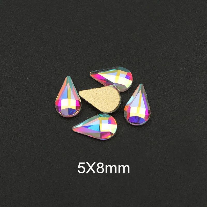 Кристалл AB драгоценные камни для ногтей Стразы для дизайна ногтей стекло капли воды ювелирные изделия Алмазный декоративный камень для ногтей украшения Маникюр - Цвет: Drop 5x8mm