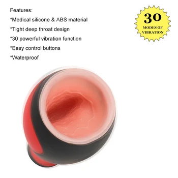 Silicone Blowjob 30 Speed Vibration Simulated Electric Male Masturbator Cup Deep Throat Mouth Design Tight Oral Sex Toys for Men 2