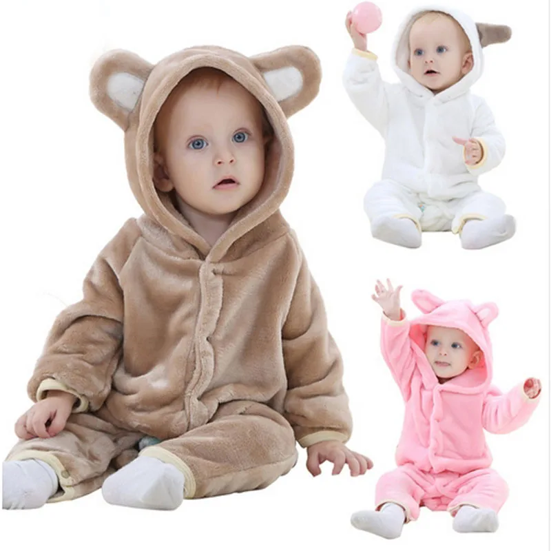 

Spring Cute Baby Rompers Warm Long Sleeve Clothes Autumn Soft Coral Fleece Baby Girls boys Clothes Cartoon Jumpsuit Clothing Set