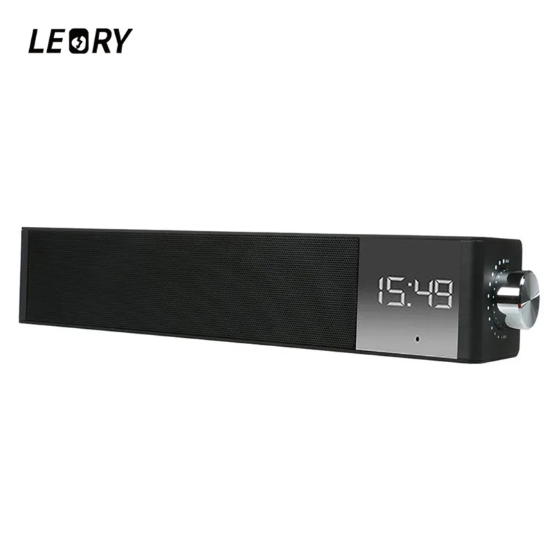 

LEORY bluetooth Speaker Portable 3D Stereo Surround Speaker with LED Screen FM TF Card Clock Speaker with Microphone