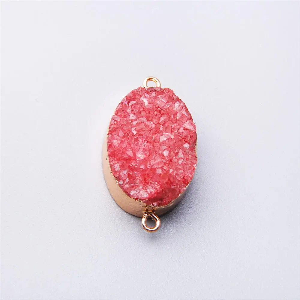 

10pcs red agstes druzy connector Pendants necklace natural connect pendulum necklace women jewelry DIY wholesale agates druzy