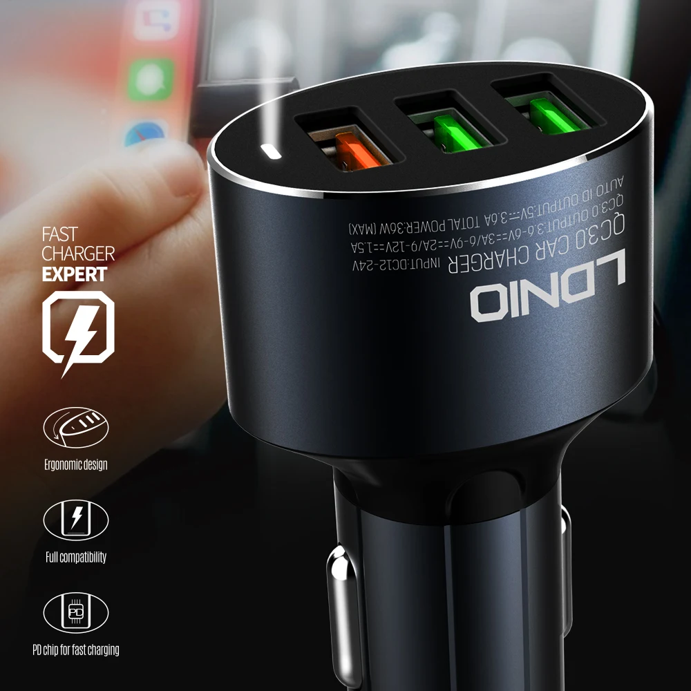 ph&co PC Depot. LDNIO C703Q QUICK CHARGE 3.0 3USB CAR CHARGER ADAPTER