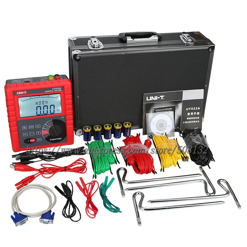 

UNI-T 523A Digital Earth Ground Resistance Voltage Soil Resistivity Tester Meter RS232 Data logging 2/3/4 Pole