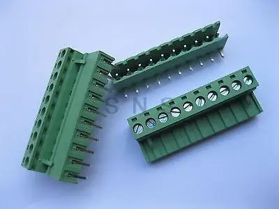 

50 pcs 5.08mm Angle 10 pin Screw Terminal Block Connector Pluggable Type Green