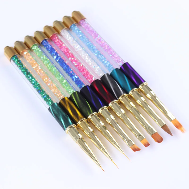 

1Pc UV Gel Liner Painting Pen Gradient Drawing Brush Cat Eye Rhinestone Handle Manicure Nail Art Tool
