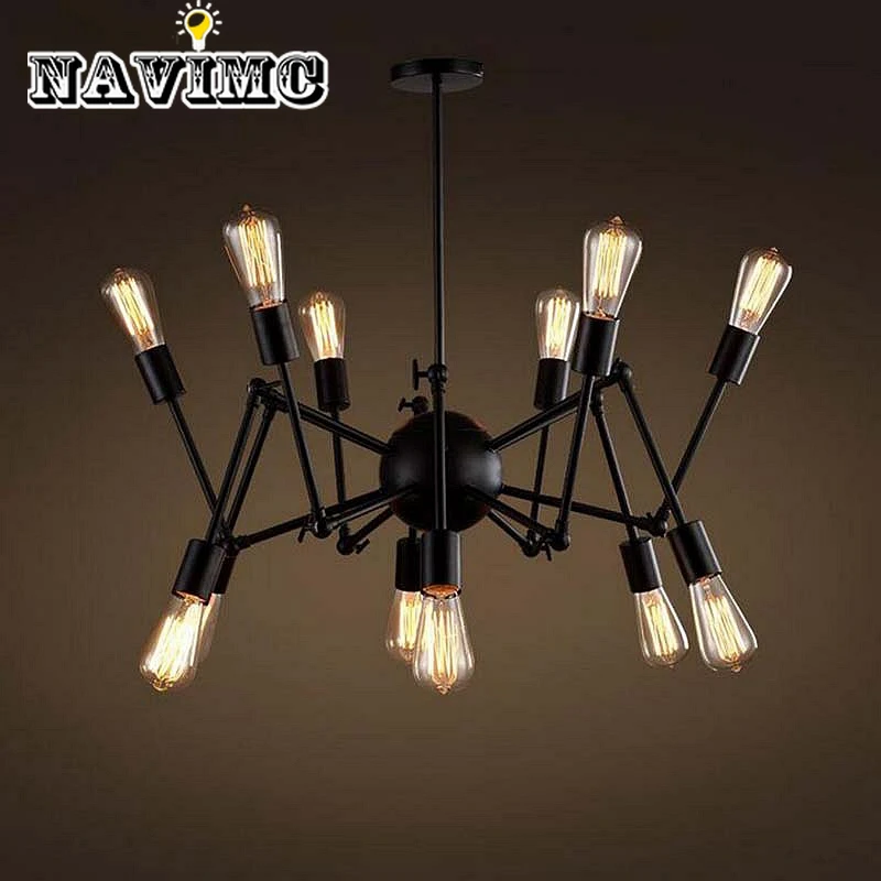 

American Retro Spider Black Chandelier For Bar Cafe Clothing Store