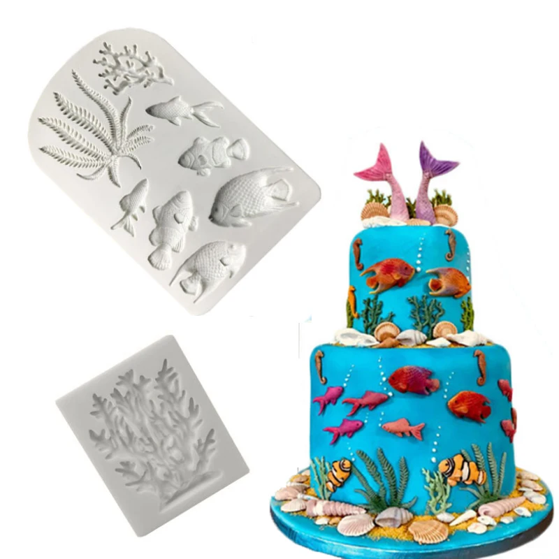 

Ocean Series Fish Seaweed Mould Silicone Mold Fondant Cake Decorating Tool Gumpaste Sugarcraft Chocolate Forms Bakeware