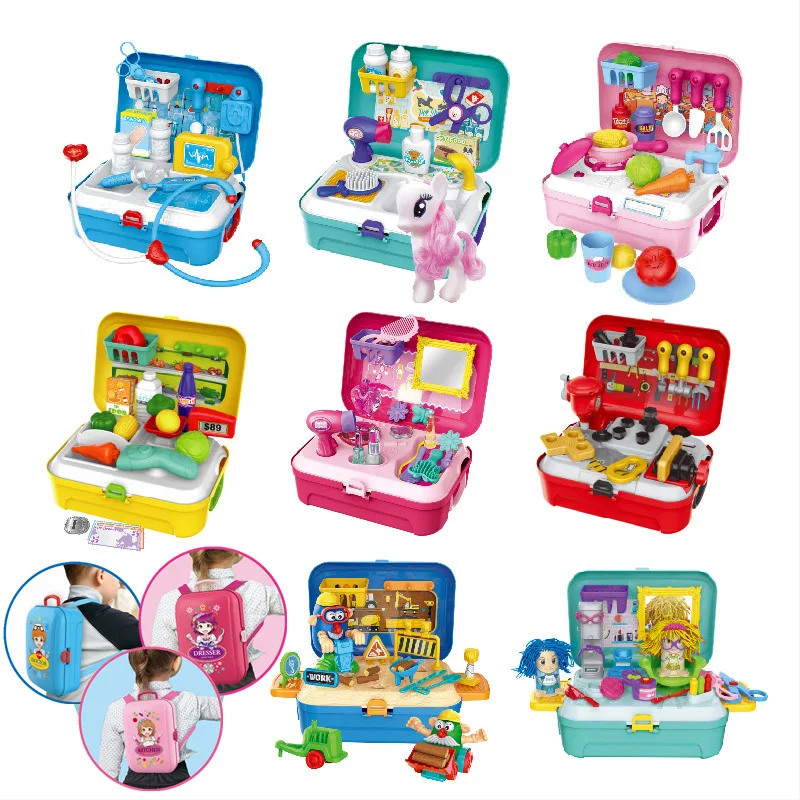 Кухня дети рюкзак для игрушек Мини комод/Доктор/магазин/инструмент/Уход за животными ролевые игры Детские игрушки для девочек подарок
