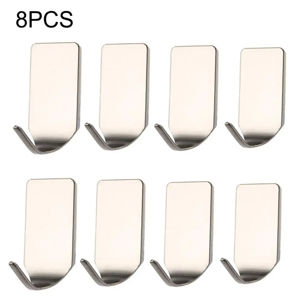 

Hot Sale 8 Pieces /Set Stainless Steel 3M Self Adhesive Sticky Hooks Wall Storage Hanger New Wholesale Dropshopping Support