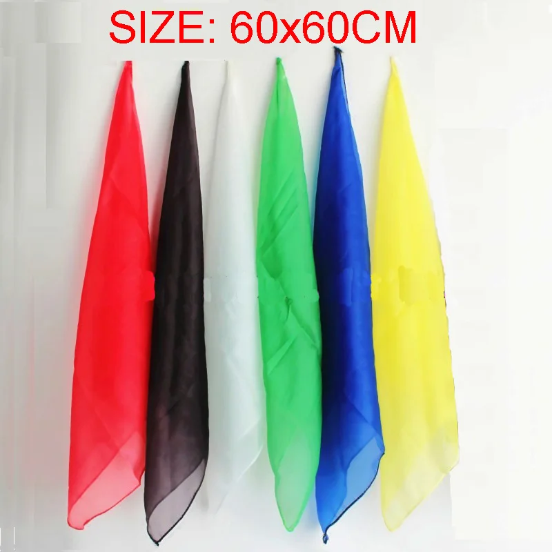 6pcs/lot 60*60cm Magic Silk Change Color Silk Scarf Multicolor ultra-thin Scarves Magic Tricks for Stage Close Up Magic Props 2pcs throw streamers magic tricks multicolor or white spider thread magic props