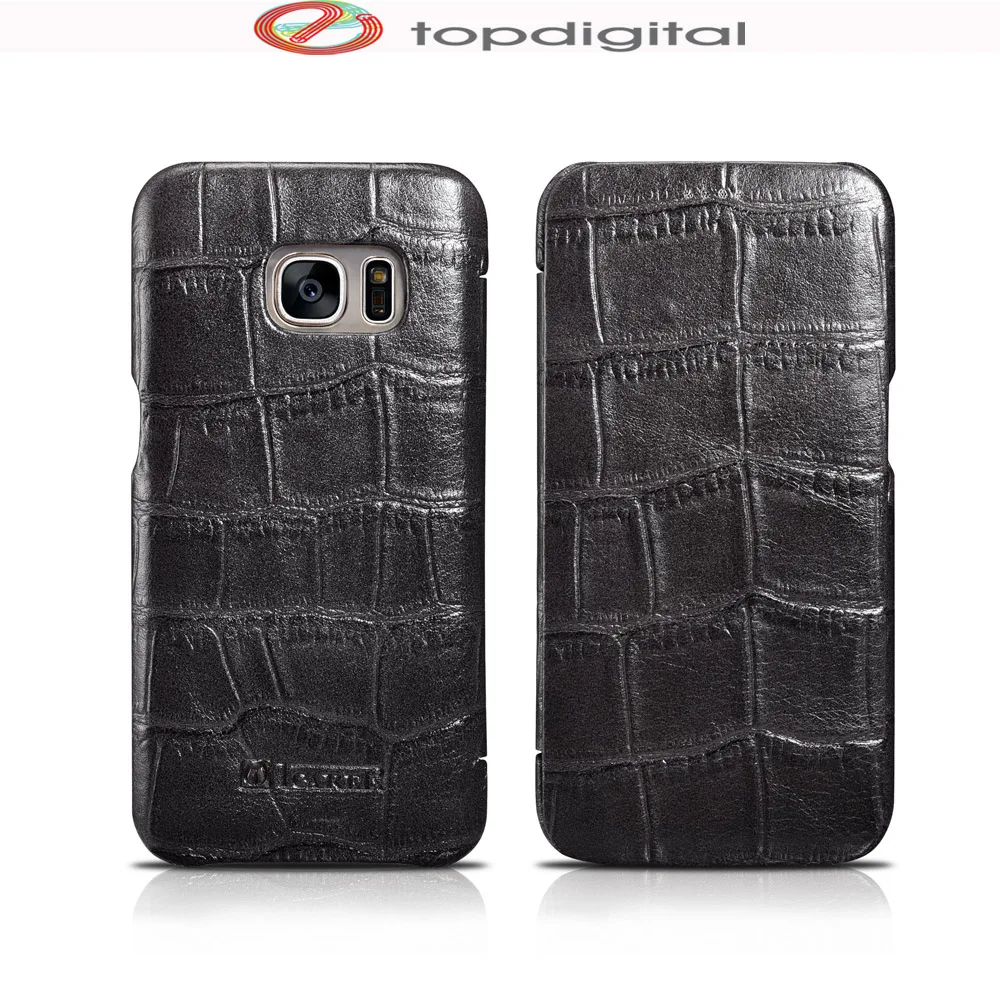 

icarer Crocodile Design for Galaxy S7 edge Case Cover Flip Leather Genuine Cowhide for Samsung Galaxy S7 Protective Phone Case