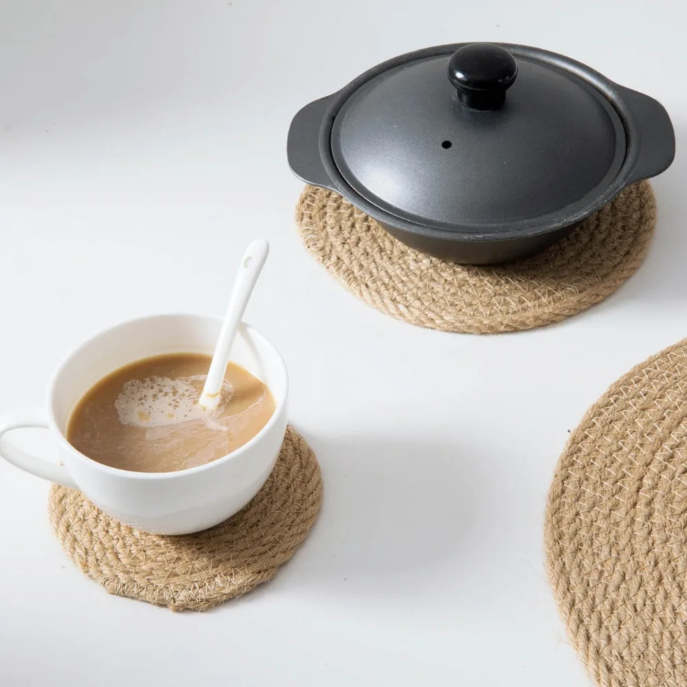 

OTHERHOUSE Straw Weave Coaster Handmade Placemat Cup Bowel Pot Mat Pad Holder Tableware Mats Pads Napkins On The Table