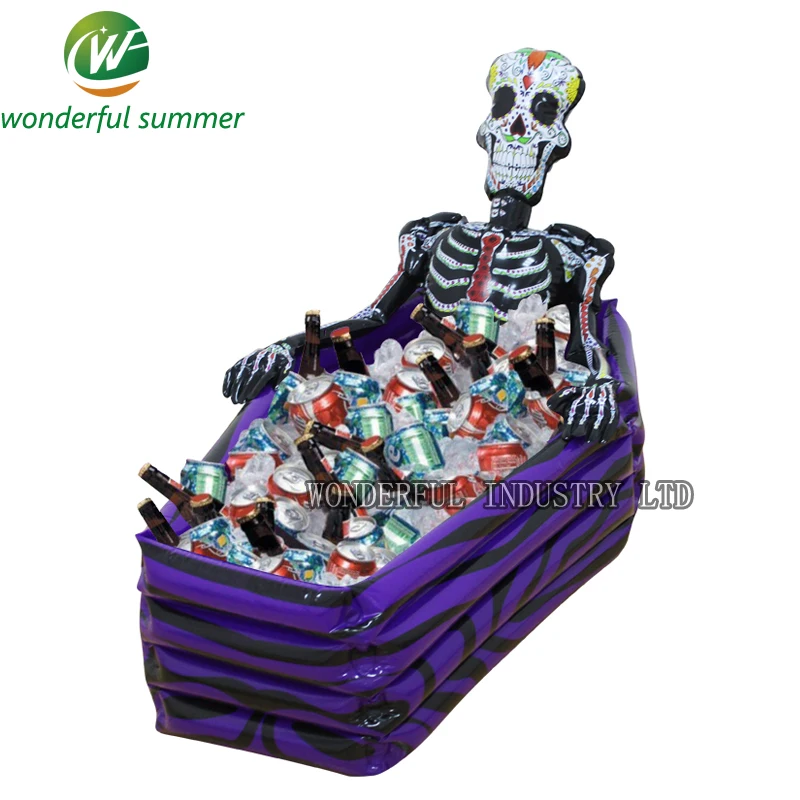 

102cm Giant Skull Inflatable Cooler Skeleton Drink Ice Bucket Halloween Party Supply Christmas Deco Toys Outdoor Pool Accessory