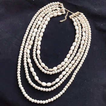 

Free Shipping New Statement Chunky Layers Ivory Stone Necklace