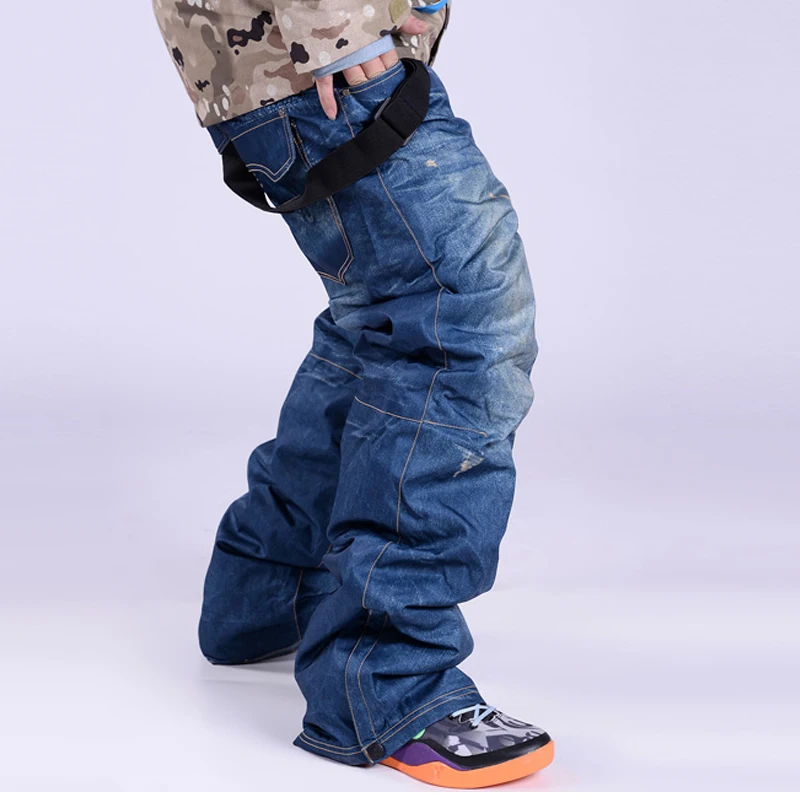 SkisTrousers snowboard pants Denim Suspenders Ski Waterproof Breathable