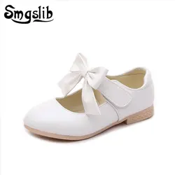Smgslib обувь для девочек новые кожаные принцессы Детская школьная одежда свадебные туфли мода бантом на лето и весну Плоские Дети Выходные