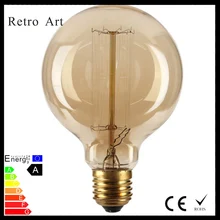 G95 круглые винтажные лампочки Эдисона E27 40 Вт Ретро лампа накаливания E dison светильник