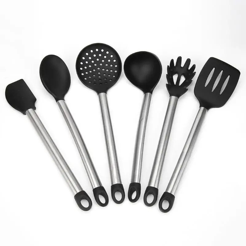 Silicone Kitchenware Non-Stick Cooking Utensils with Stainless Steel Handle
