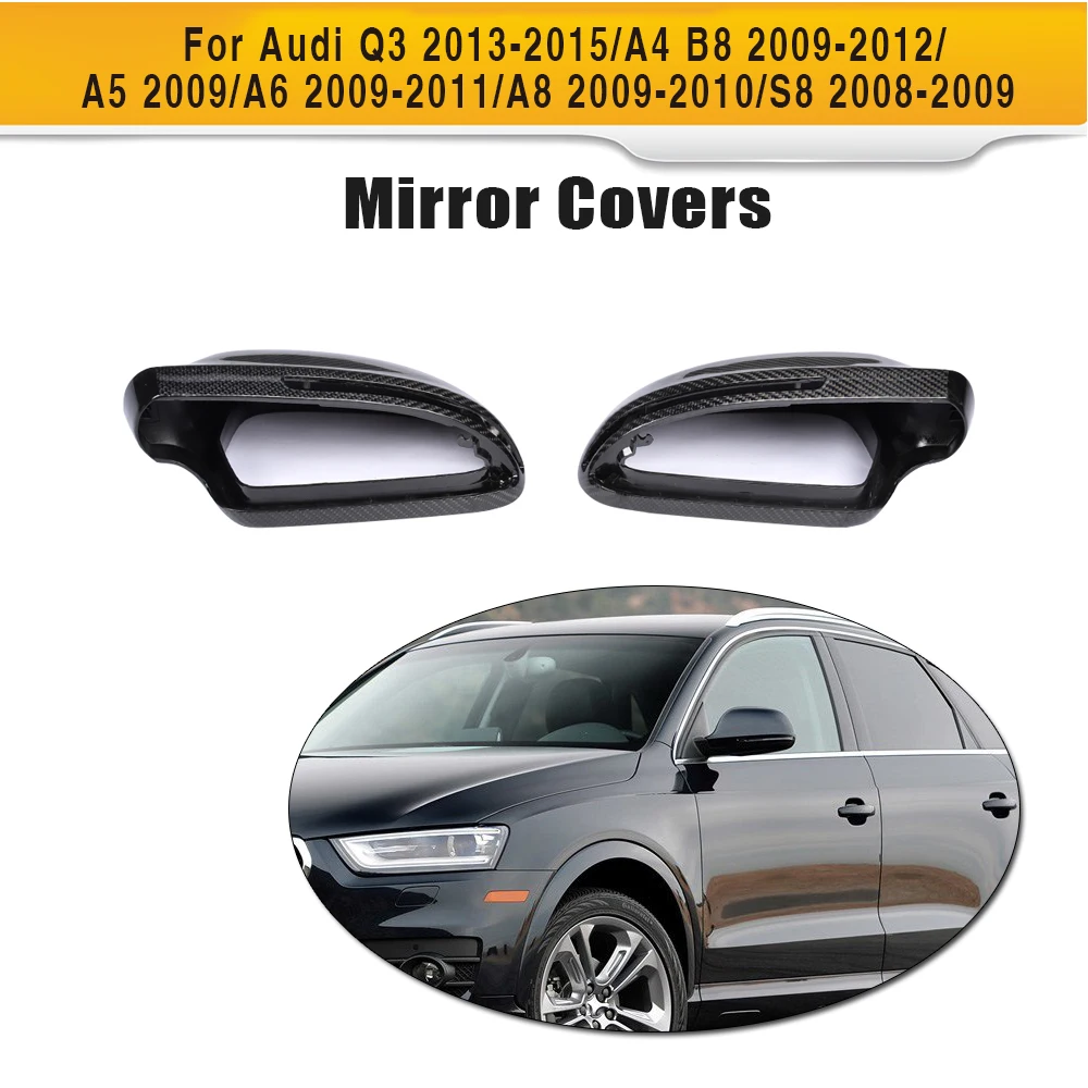 Carbon Fiber Replace side rear back view mirror covers Caps for Audi A4