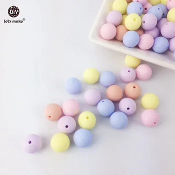 

Let's make silicone teething beads round candy color 200PC 12-20mm Food Grade DIY Crafts Chewable rattle beads baby teether
