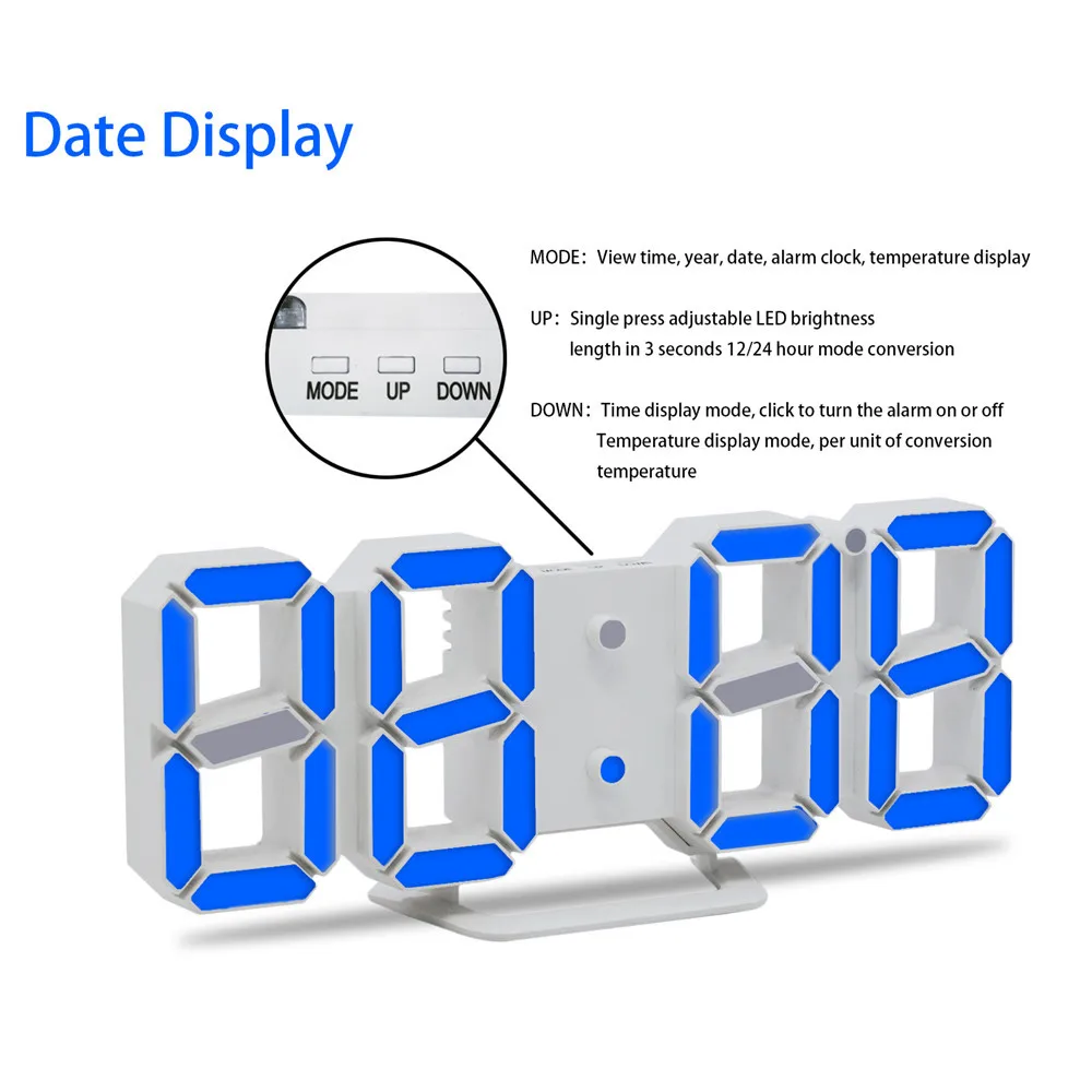 СВЕТОДИОДНЫЙ Цифровой 3D Настольный Будильник Повтор Настольные часы 24 или 12 часов дисплей часы ночные настенные часы 4 цвета Декор Прямая поставка 314 Вт
