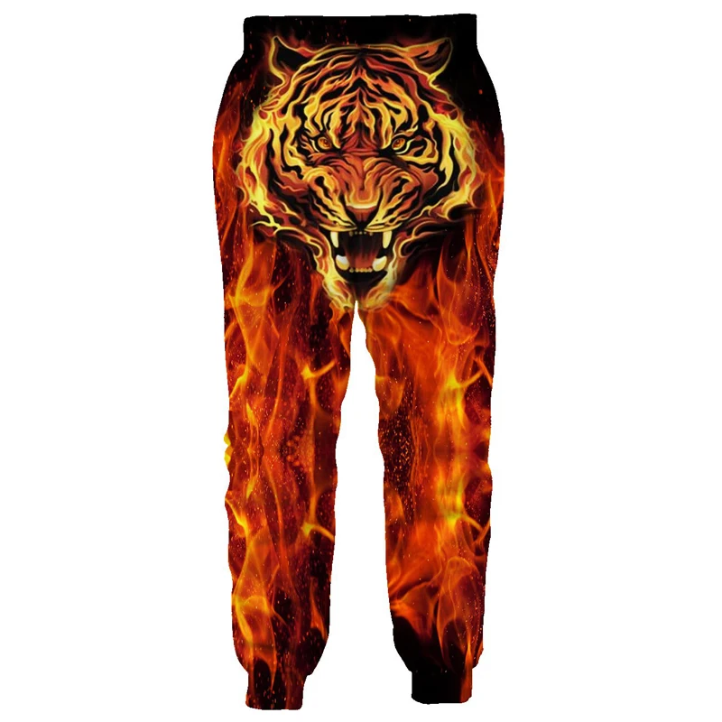 Для женщин/Для мужчин повседневные штаны 3d печати Tiger On Fire Jogger Штаны Мода Пот Штаны Прохладный хип-хоп Стиль брюки трек шаровары Штаны