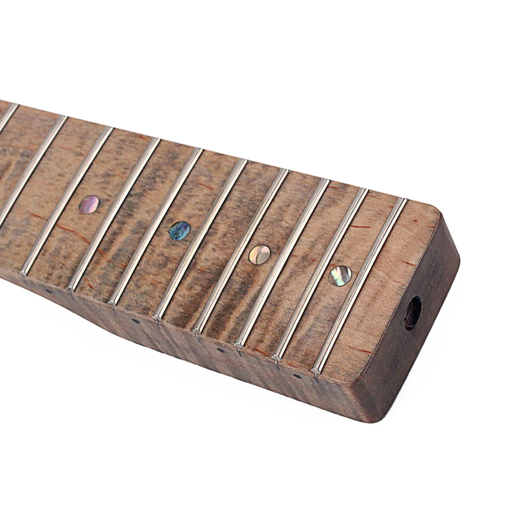 21 Fret Tiger Flame Maple Guitar Neck Replacement Part for Telecaster Electric Guitar Luthier w/ Dots Natural Glossy DIY