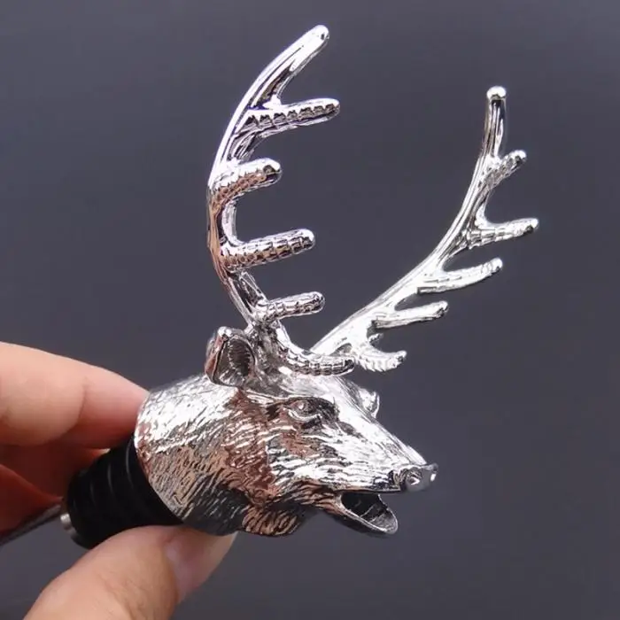 Creativity 118x80mm Alloy Deer Stag Head Wine Pourer Wine Bottle Stoppers Aerators Bar Tools E2S  