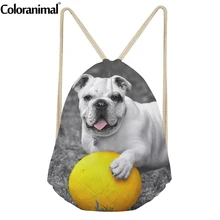Coloranimal милые 3D Животные бульдоги слон кошка принт для мужчин и женщин повседневные сумки на шнурке для мальчиков и девочек портативный рюкзак Спортивная Сумка