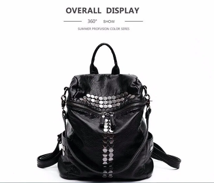 Rdywbu High Quality Star Backpack Wash Water PU Leather Travel Bag Women Leisure Rivets Girl Large Capacity Stud Schoolbag H104
