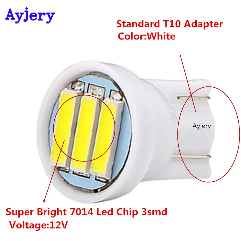 Ayjery 500X T10 7014 3 SMD налобный фонарь на 3 светодиодах 194 927 161 168 W5W Авто Подсветка приборной панели сигнальные лампы AC/DC 12 V парковки боковая лампа