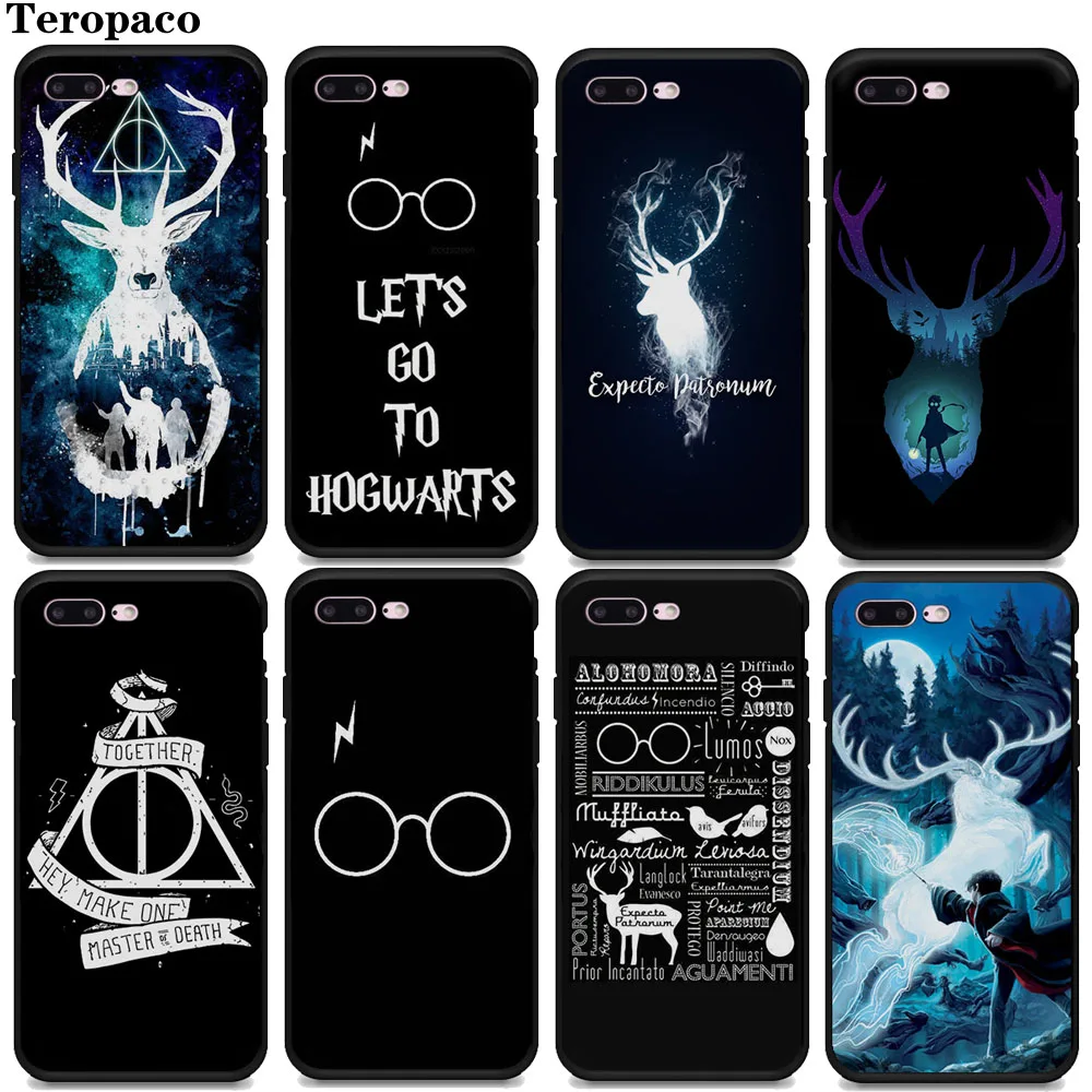 ل iphone 6 7 8 حالة هاري بوتر الغزلان لينة سيليكون أسود غطاء إطار هاتف محمول ل iphone X XS ماكس 8 زائد 7 زائد 6 SPlus 5 S SE