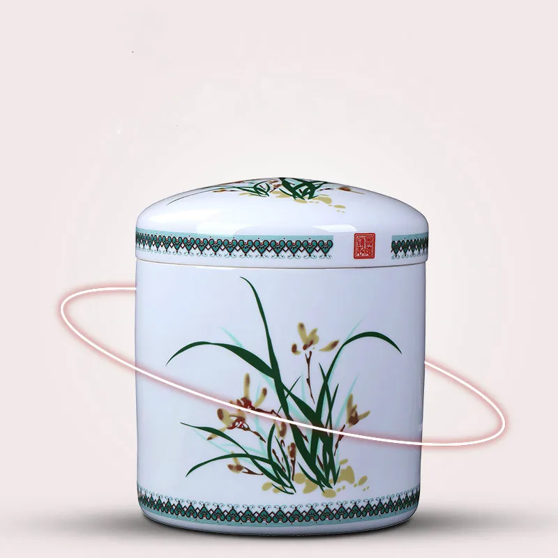 Chinese - style Jingdezhen ceramic sealed large tea jar holds rice dried fruit spices coffee beans  - 32964372254